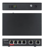 Intellinet 6-Port Fast Ethernet Switch with 4 PoE Ports (1 x High-Power PoE), One High-Power 60 W PSE PoE Port, Three IEEE 802.3at/af PSE PoE Ports, PoE Power Budget of 65 W, PoE Extend Mode, Two RJ45 Uplink Ports, VLAN