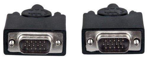Manhattan VGA Monitor Cable (with Ferrite Cores), 20m, Black, Male to Male, HD15, Cable of higher SVGA Specification (fully compatible), Shielding with Ferrite Cores helps minimise EMI interference for improved video transmission, Lifetime Warranty