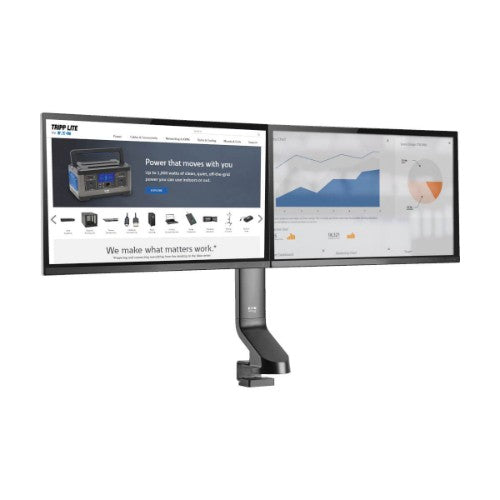Tripp Lite DDR1727DC Dual-Display Monitor Arm with Desk Clamp and Grommet - Height Adjustable, 17” to 27” Monitors