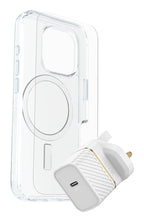 OtterBox Symmetry Series Clear for MagSafe + Premium Glass + Fast Charge Wall Charger USB-C 30W Type G for Apple iPhone 16 Pro