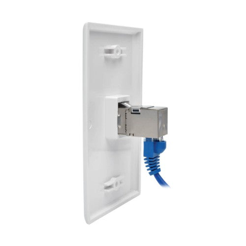 Tripp Lite N235-001-SH-D Cat6 Straight-Through Modular Shielded In-Line Snap-In Coupler with 90-Degree Down-Angled Port (RJ45 F/F)