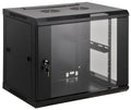 Intellinet 19" Network Cabinet - Wall Mount (Standard), 9U, 450mm Deep, Black, Assembled, Max 60kg, Suitable also for use on desk or floor, Usable Depth 350mm, Metal & Glass Door, Back Panel, Removeable Sides, Parts for wall install (eg screws/rawl plugs)