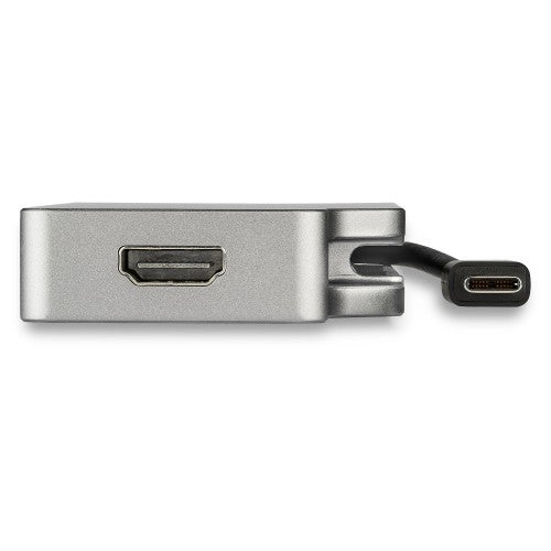 StarTech.com USB C Multiport Video Adapter w/ HDMI, VGA, Mini DisplayPort or DVI - USB Type C Monitor Adapter to HDMI 2.0 or mDP 1.2 (4K 60Hz) - VGA or DVI (1080p) - Space Gray Aluminum