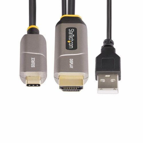 StarTech.com 50ft (15m) USB-C to HDMI 2.0 Active Optical Cable (AOC), 4K 60Hz, CL3 Rated, Unidirectional USB Type-C to HDMI Adapter Cable