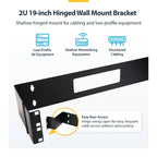 StarTech.com 2U Hinged Wall Mount Patch Panel Bracket - 6 inch Deep - 19" Patch Panel Swing Rack for Shallow Network Equipment- 22lbs