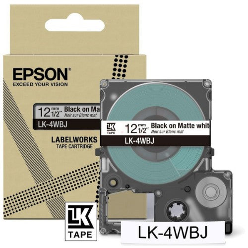Epson C53S672062/LK-4WBJ DirectLabel-etikettes black on white matt 12mm x 8m for Epson LabelWorks LW-C 410/610