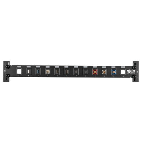 Tripp Lite N062-012-KJ 12-Port 1U Rack-Mount Unshielded Blank Keystone/Multimedia Patch Panel, RJ45 Ethernet, USB, HDMI, Cat5e/6