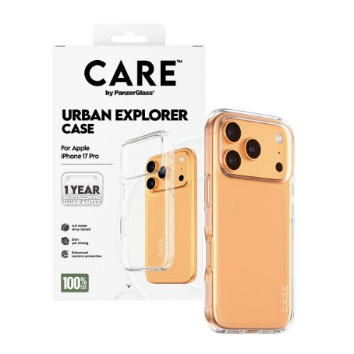 PanzerGlass CARE by ® Flagship Case Transparent Urban Explorer w. Clear Frame iPhone 17 Pro