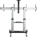 StarTech.com Dual TV Cart for 37-60in VESA TVs up to 110lb/50kg each - Height Adjustable TV Mount, Mobile Display Cart w/ Equipment Shelves - Rolling TV Cart on Wheels - Rolling TV Stand
