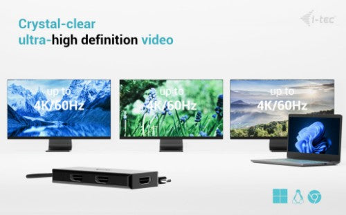 i-tec USB-C Triple 4K HDMI Video Adapter, Power Delivery 100W