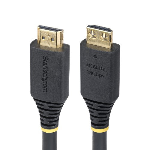 StarTech.com 5m (16ft) High Speed HDMI Cable with Gripping Connectors, 4K 60Hz/1440p 144Hz, HDR10/HDCP 2.2/ARC, 18Gbps, UHD HDMI Cord for TV/Monitor/Display, TPE Jacket
