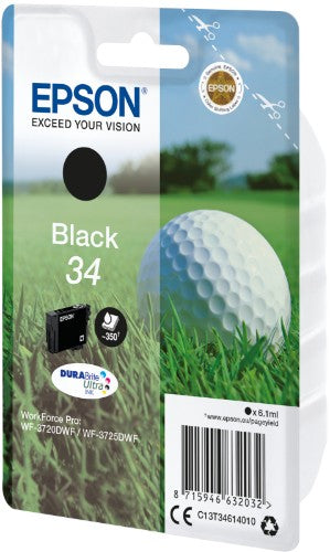 Epson C13T34614020/34 Ink cartridge black Blister Acustic Magnetic, 350 pages 6,1ml for Epson WF-3720