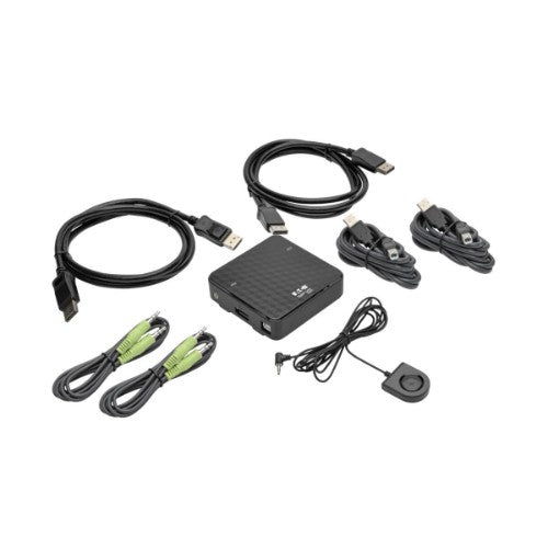 Tripp Lite B004-DP2UA2-K 2-Port DisplayPort KVM Switch 4K 60 Hz with Audio, Cables and USB Peripheral Sharing