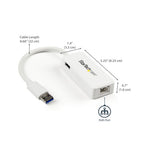 StarTech.com USB 3.0 to Gigabit Ethernet Adapter NIC w/ USB Port - White