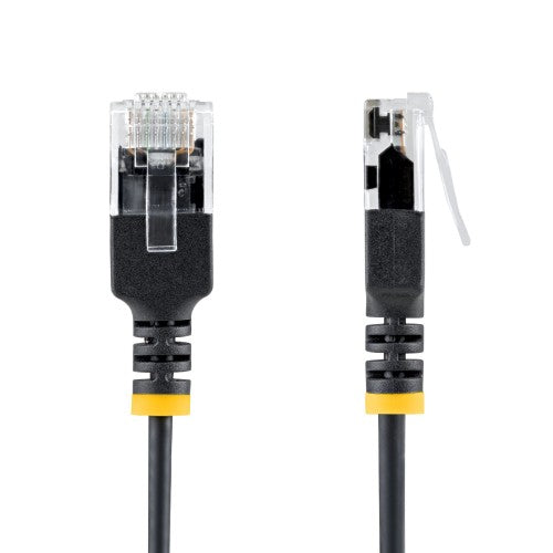 StarTech.com 15cm Black Ultra Slim Cat6A Ethernet Cable, UTP, Pure Bare Copper Wire, 34AWG Slim RJ45 Network Patch Cord, Individually Tested