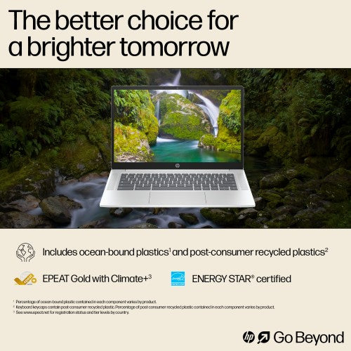 HP Chromebook 14a-nf0000sa Intel® Core™ i3 i3-N305 35.6 cm (14") Full HD 8 GB LPDDR5-SDRAM 256 GB Flash Wi-Fi 6E (802.11ax) ChromeOS Silver