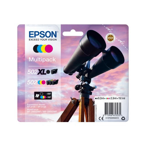 Epson C13T02W94020/502XL/502 Ink cartridge multi pack Bk,C,M,Y Blister Acustic Magnetic 9,2ml + 3x3,3ml Pack=4 for Epson XP-5100