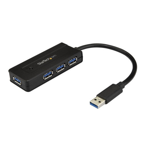 StarTech.com 4 Port USB 3.0 Hub (SuperSpeed 5Gbps) with Fast Charge – Portable USB 3.2 Gen1 Type-A Laptop/Desktop Hub - USB Bus Power or Self Powered for High Performance – Mini/Compact