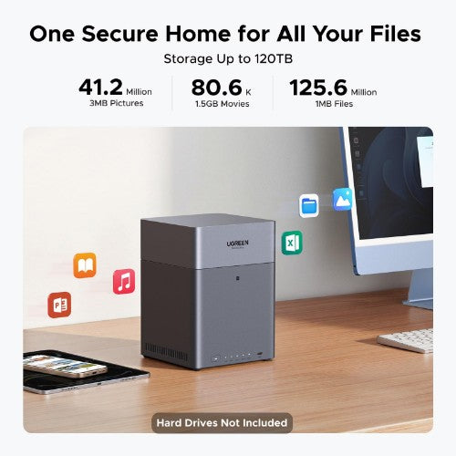 Ugreen DH4300 Plus NAS Mini Tower 8 GB LPPDDR4X UGOS Pro Grey
