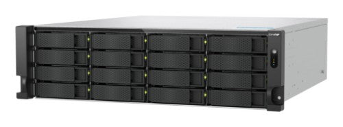 QNAP 3U 16-bay 3.5 SATA HDD NAS AMD Ryzen 7000 series 8C16T (boost up to 5.3 GHz) 32GB DDR5 non-ECC RAM (max. 128GB total) 2x M.2 2280 PCIe Gen5 x2 slots for SSD cache 2x 10GBASE-T + 2x 2.5 GbE RJ45 3 x PCIe Gen 4 expansion slots 2 x 550W redundant power