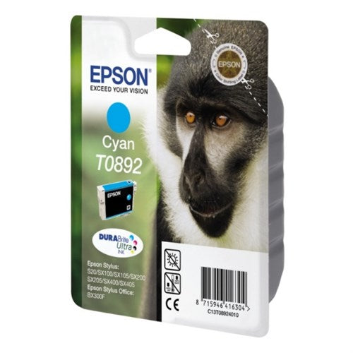 Epson C13T08924011/T0892 Ink cartridge cyan, 170 pages ISO/IEC 24711 3,5ml for Epson Stylus S 20/SX 115/SX 415
