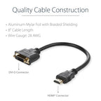 StarTech.com 8in (20cm) HDMI to DVI-D Video Cable Adapter - HDMI Male to DVI Female