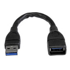 StarTech.com USB 3.0 (5Gbps) A-to-A Extension Cable - M/F - 6 in, Black