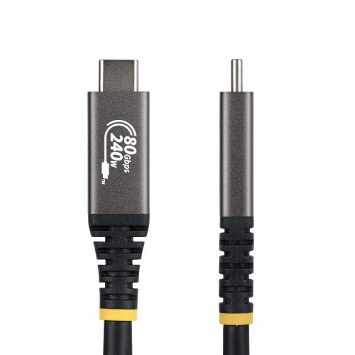 StarTech.com 50cm (1.6ft) USB4 Cable, 80Gbps, USB-IF Certified USB-C Cable, 240W PD, 8K 120Hz/4K 240Hz DP2.1 DP80, TPE Jacket, Thunderbolt 4 Compatible - Black USB-C Cord