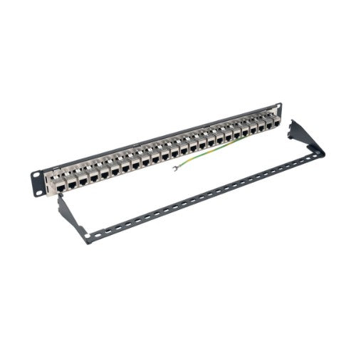 Tripp Lite N254-024-SH-6A 24-Port 1U Rack-Mount STP Shielded Cat6a Feedthrough Patch Panel, RJ45 Ethernet, TAA