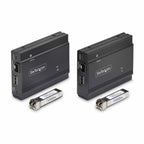 StarTech.com DisplayPort KVM Extender over Fiber Optic, 4K 60Hz, Console Extender Kit, Up to 984ft/300m (Multi-mode) with Pre-installed SFP+ Modules, 3x USB HID - TAA
