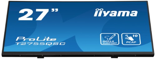 iiyama ProLite 27” Optical Bonded PCAP 10pt IPS Touchscreen monitor with edge-to-edge glass, active stylus support (MPP 2.0), anti-fingerprint coating and a flexible stand