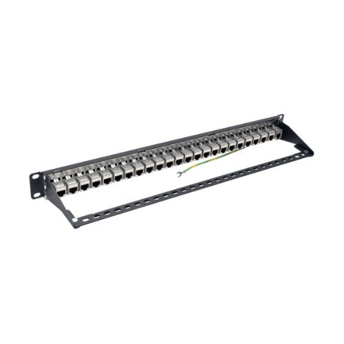 Tripp Lite N254-024-SH-6A 24-Port 1U Rack-Mount STP Shielded Cat6a Feedthrough Patch Panel, RJ45 Ethernet, TAA