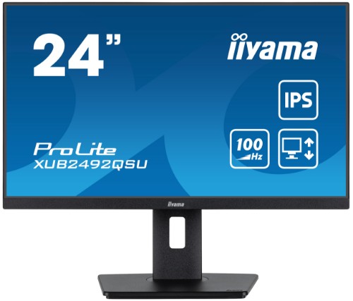 iiyama ProLite 24” QHD IPS technology panel with USB hub, 100Hz refresh rate and height adjustable stand