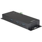 StarTech.com 4-Port USB C Hub 10Gbps - Metal Industrial USB Type-C Hub w/ 3xUSB-A & 1xUSB-C - ESD & Surge Protection - USB-C or USB-A Host - Self-Powered Mountable USB 3.2 Gen 2 Hub - TAA