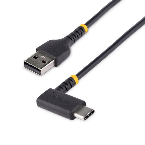 StarTech.com 6in (15cm) USB-A to USB-C Fast Charging Cable, Rugged, Right-Angled, Charge & Sync, 3A, USB 2.0, TPE Jacket and Aramid Fiber - USB Charging Cord