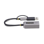 StarTech.com USB-C to Ethernet Adapter with USB-A Dongle, 10/100/1000Mbps, USB 3.0 to Gigabit Ethernet Network Adapter, 6in/15cm Attached Cable, USB GbE Adapter