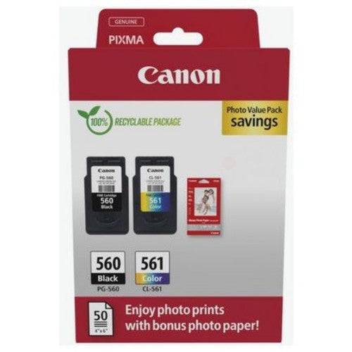 Canon 3713C005/PG-560+CL-561 Printhead cartridge multi pack black + color Blister 7,5ml + 8,3ml Pack=2 for Canon Pixma TS 5350