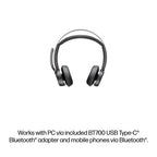 HP Poly Voyager Focus 2 Microsoft Teams Certified USB-C-C Headset +USB-C/A Adapter +Charging Stand