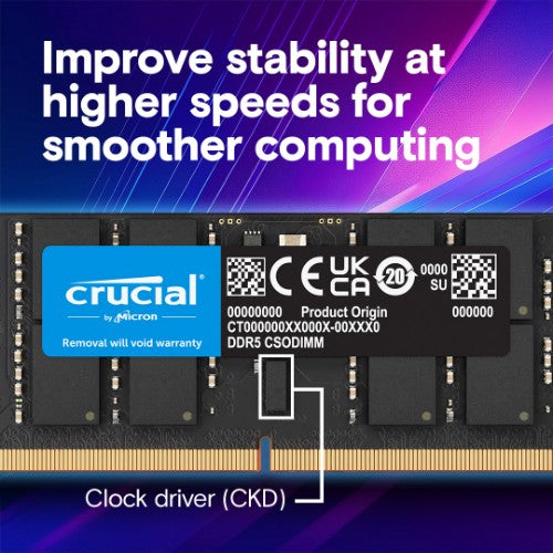 Crucial CT32G64C52CS5 memory module 32 GB 1 x 32 GB DDR5 6400 MT/s 262-pin SO-DIMM