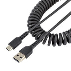 StarTech.com 1.6ft (50cm) USB-A to USB-C Fast Charging Cable, Rugged, Coiled, Charge & Sync, 3A, USB 2.0, TPE Jacket and Aramid Fiber - USB Charging Cord