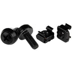 StarTech.com 50-Pack M6 12mm Screws, Square Hole Cage Nuts and Installation Tool, Hardware Mounting Kit for 19" or 10" Server Racks, Cabinets and Enclosures, Black - TAA