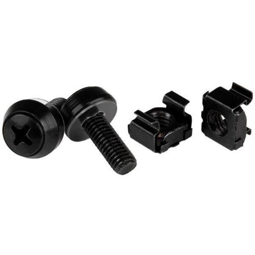 StarTech.com 50-Pack M6 12mm Screws, Square Hole Cage Nuts and Installation Tool, Hardware Mounting Kit for 19" or 10" Server Racks, Cabinets and Enclosures, Black - TAA