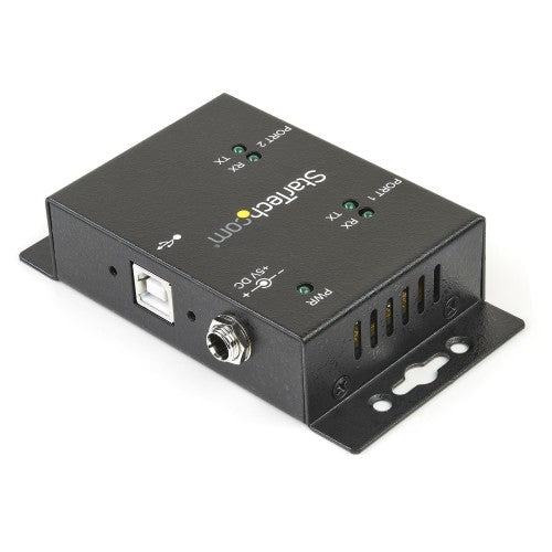 StarTech.com 2 Port Industrial Wall Mountable USB to Serial Adapter Hub with DIN Rail Clips - TAA