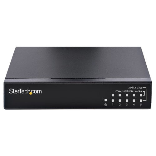 StarTech.com Unmanaged 2.5G Switch - 5 Port Gigabit Switch - 2.5GBASE-T Unmanaged Ethernet Switch - Ethernet Splitter - Din Rail or Wall Mount - Multi-Gigabit - Auto-MDIX - 9K Jumbo