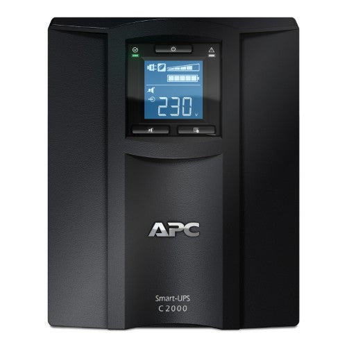 APC Smart-UPS C, Line Interactive, 2000VA, Tower, 230V, 6x IEC C13+1x IEC C19 outlets, USB and Serial communication, AVR, Graphic LCD