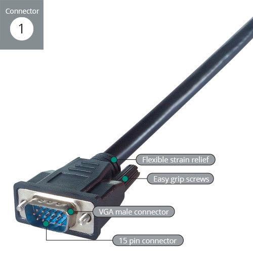 connektgear 10m VGA Monitor Connector Cable - Male to Male - Fully Wired