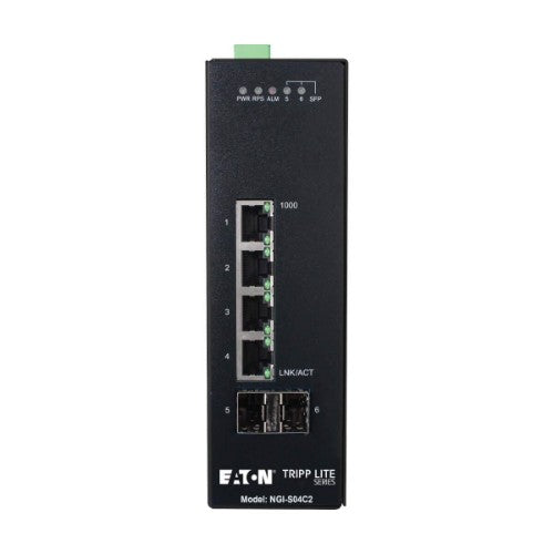 Tripp Lite NGI-S04C2 4-Port Lite Managed Industrial Gigabit Ethernet Switch - 10/100/1000 Mbps, 2 GbE SFP Slots, -10° to 60°C, DIN Mount