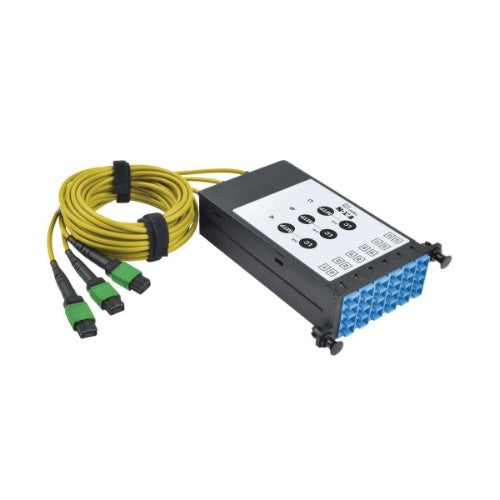 Tripp Lite N482-3M8L12S-B 40/100Gb Fiber Breakout Cassette with Built-In MTP Cables, 40Gb to 4 x 10Gb, 100Gb to 4 x 25Gb, (x3) 8-Fiber Singlemode MTP/MPO to (x12) LC Duplex 9/125