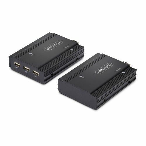 StarTech.com DisplayPort KVM Extender over Fiber Optic, 4K 60Hz, Console Extender Kit, Up to 984ft/300m (Multi-mode) with Pre-installed SFP+ Modules, 3x USB HID