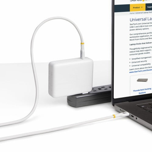StarTech.com 10ft (3m) USB-C Charging Cable, Charge & Sync, 240W (5A) PD EPR, USB 2.0 Laptop Charger Cable, USB-IF Certified, TPE Jacket - White USB C Charging Cord